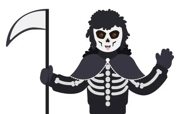 Vector illustration of Festive Death character in flat style for Barranquilla's Carnival, Vector illustration