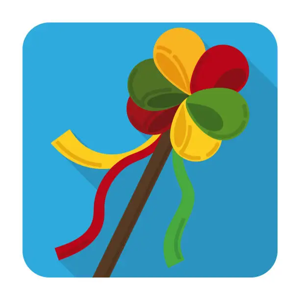Vector illustration of Button with Garabato wand and ribbons for Barranquilla's Carnival, Vector illustration