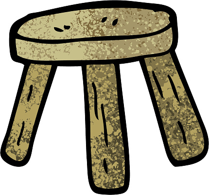 grunge textured illustration cartoon small stool