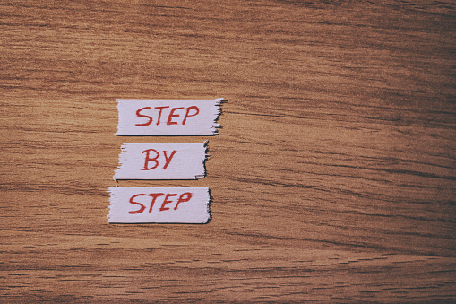 Step By Step. Business Concept For Personal Ladder Of Success Process