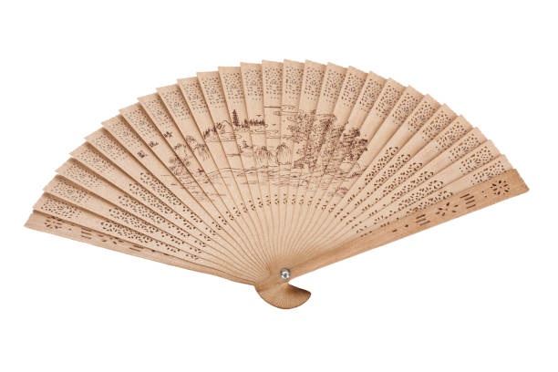 istock Wooden hand fan isolated on white background 1463540078