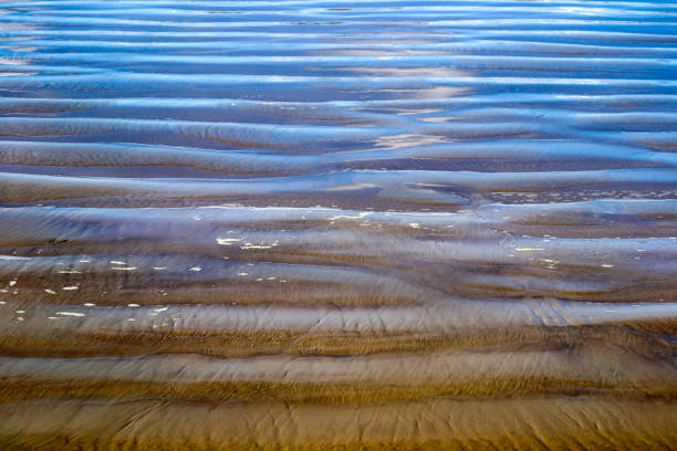 istock Traces from the waves in the sand on the seashore. 1463541870