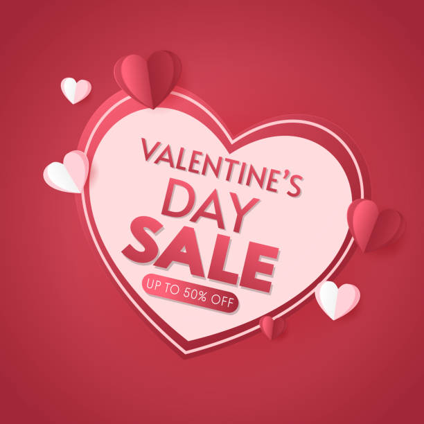 Promo Web Banner for Valentine's Day Sale. Beautiful Background with Red Hearts. Vector Illustration with Seasonal Offer. Valentine's Day Poster. Promo Web Banner for Valentine's Day Sale. Beautiful Background with Red Hearts. Vector Illustration with Seasonal Offer. Valentine's Day Poster. candy cane flash stock illustrations