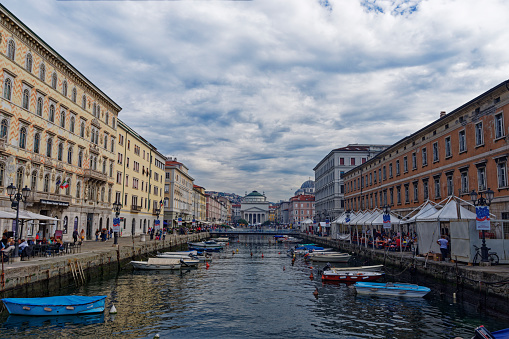 Trieste, Italy – Oct 8, 2022: View of Canale grande in Trieste