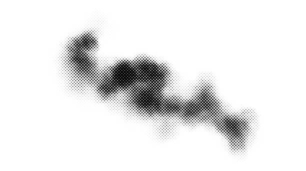 ilustrações, clipart, desenhos animados e ícones de textura de fumaça de meio-tom. fundo de nuvem de nevoeiro pontilhado preto e branco. elemento de design de estilo quadrinho e pop art. papel de parede abstrato grunge monocromático. vetor - swirl abstract smoke backgrounds
