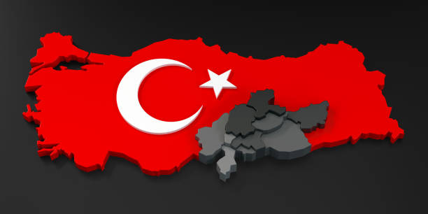 mappa dei terremoti in turchia. illustrazione 3d - adiyaman foto e immagini stock