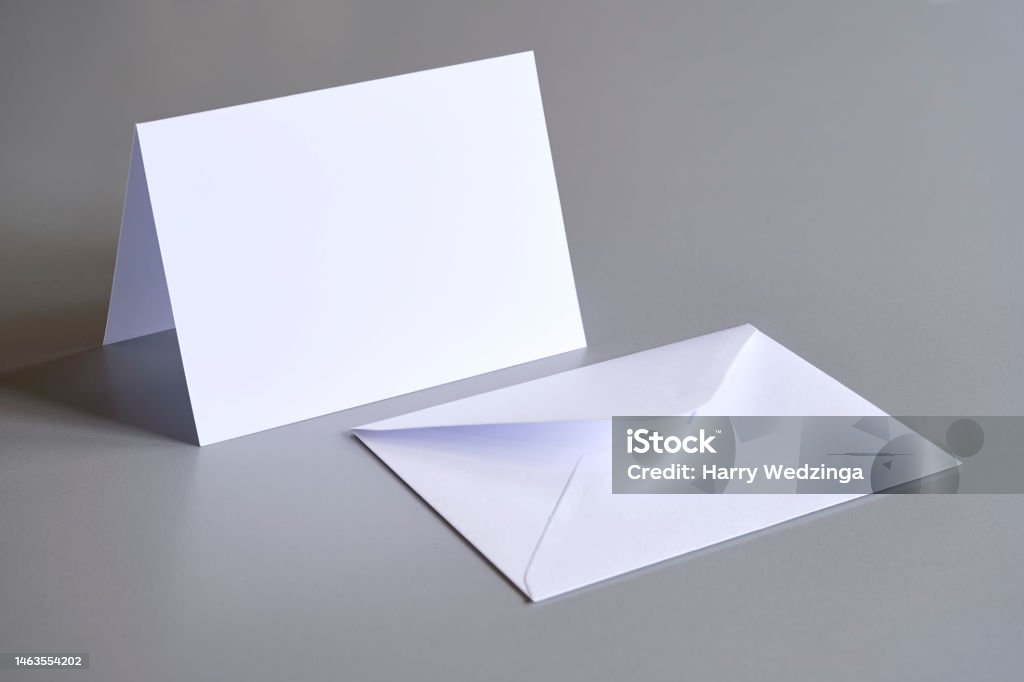 Empty Envelope Card Standing Blank Empty Rectangular Greeting Card And Envelope Template On ...