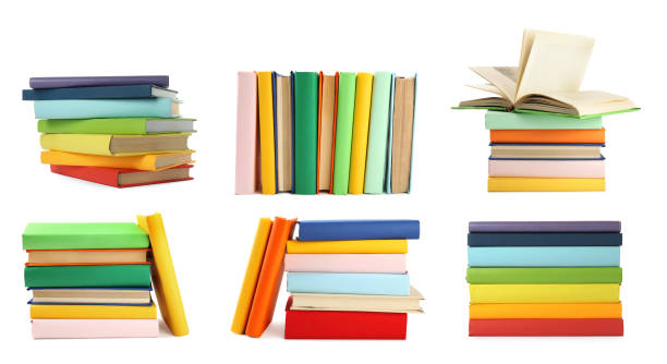 istock Collection of different hardcover books on white background 1463555359
