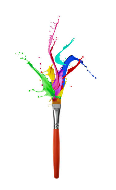 istock Brush and splashing paints on white background 1463555936