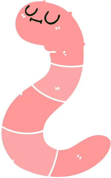 Vector illustration of hand drawn quirky cartoon worm