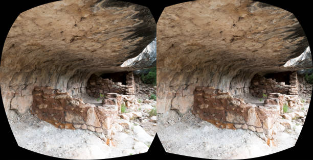 walnut canyon vr stéréoscopique - walnut canyon ruins photos et images de collection