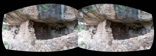 walnut canyon vr stéréoscopique - walnut canyon ruins photos et images de collection