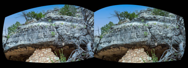 уолнат каньон стереоскопическая vr - walnut canyon ruins стоковые фото и изображения