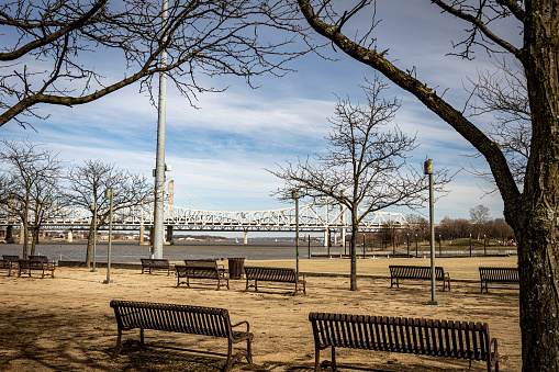 istock Benches and bridges in the park. 1463563034