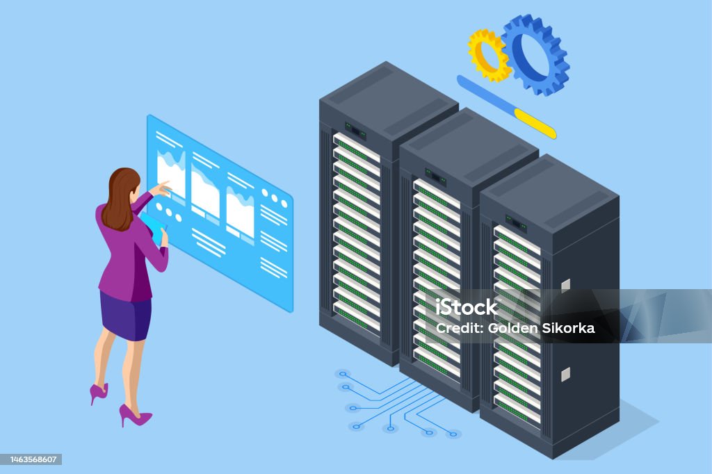 Isometric Data Center Equipment Modern Telecommunications Artificial ...
