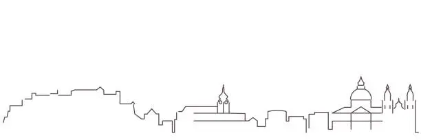 Vector illustration of Salzburg Dark Line Simple Minimalist Skyline With White Background