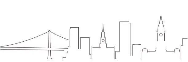 Vector illustration of Philadelphia Dark Line Simple Minimalist Skyline With White Background