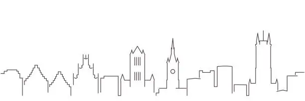 Vector illustration of Ghent Dark Line Simple Minimalist Skyline With White Background