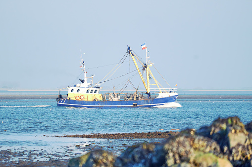 Fishing vessel on the high sea in Yerseke Netherlands