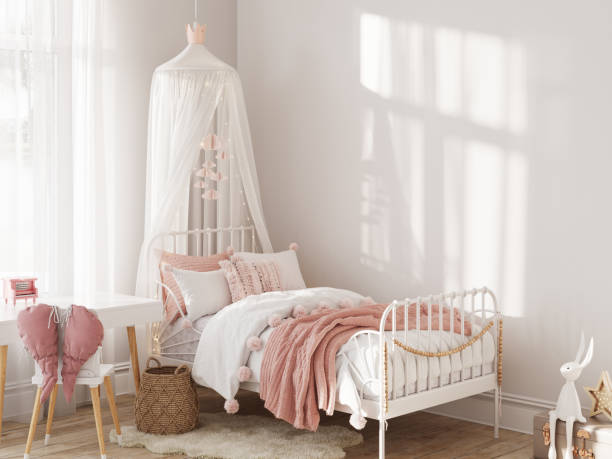 istock Frame mockup in the children's room interior. Nursery Interior. Boho scandinavian eco style. 3d rendering, 3d illustration 1463582228