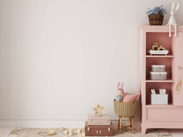 istock Frame mockup in the children's room interior. Nursery Interior. Boho scandinavian eco style. 3d rendering, 3d illustration 1463582849