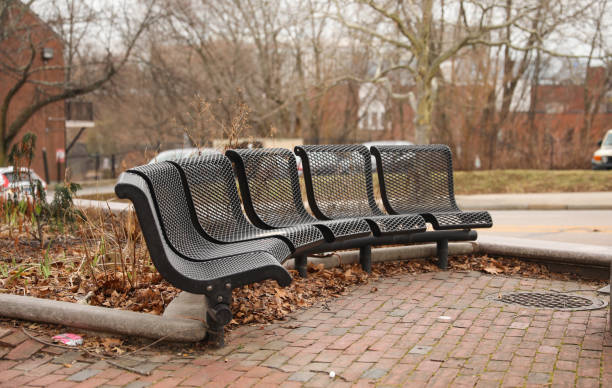 istock Public Bench Outdoors park wooden 1463583685