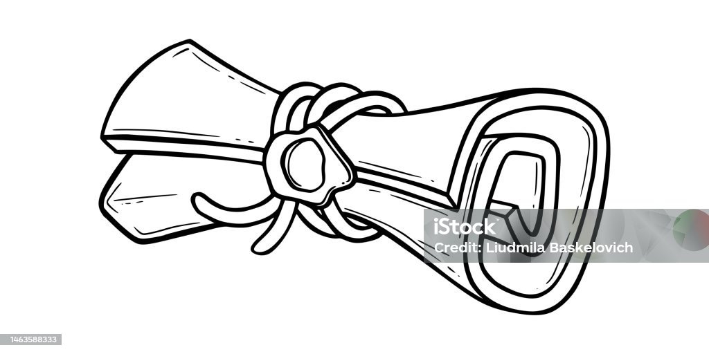 Old Scroll Sketch Torn Paper Scroll With A Seal For Games Vector