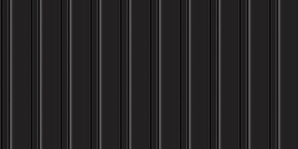 Black corrugated iron sheets seamless pattern of fence or warehouse wall Black corrugated iron sheets seamless pattern of fence or warehouse wall. Zink galvanized steel profiled panels. Metal wave sheet. Vector illustration. Aluminium container corrugated iron stock illustrations