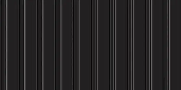 Vector illustration of Black corrugated iron sheets seamless pattern of fence or warehouse wall