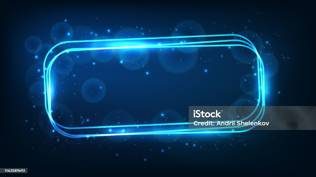 Neon Rectangular Frame With Shining Effects And Sparkles Stock ...