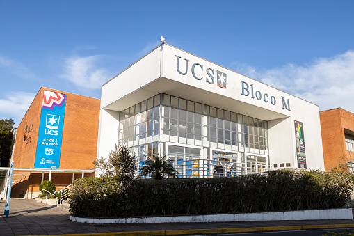 Caxias do Sul, Rio Grande do Sul, Brazil - 23th Aug, 2022: View of UCS (Caxias do Sul University) Theatre (Block M) building at UCS Central Campus