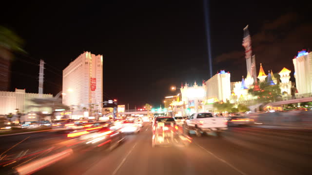 Las Vegas Strip Driving Time Lapse POV Vehicle Hyperlapse Shot in Nevada USA