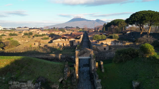 Aerial Footage of Pompeii and Mount Vesuvius