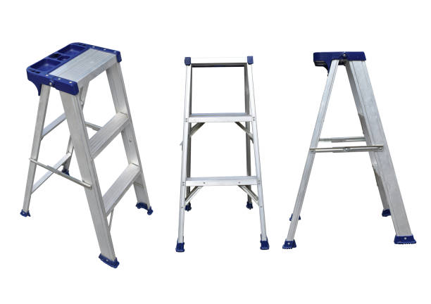 istock Aluminium folding ladder isolated on white background 1463619757