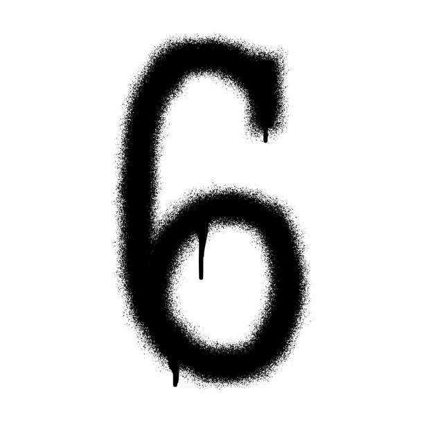 Graffiti Number 6 With Black Spray Paint Vector Illustration Stock