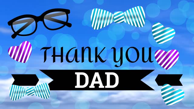 thank you dad animation on blur blue sky. concept for fathers day wishes.