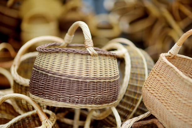 istock Various baskets sold on Easter market in Vilnius. Annual spring fair hold in March on the streets of capital of Lithuania. 1463629323