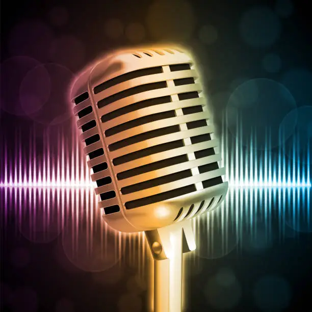 Vector illustration of Background with retro microphone