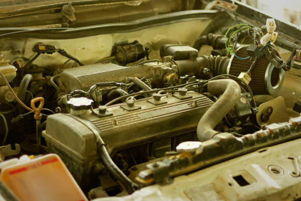istock close up old engine car in the garage 1463639747