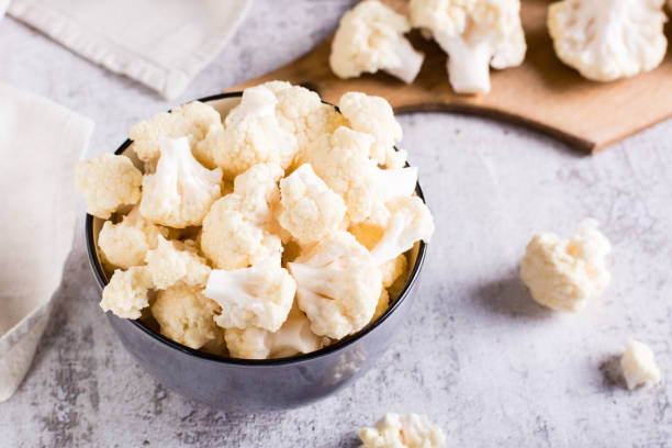 istock Fresh raw cauliflower in a bowl on the table. Natural antioxidant. 1463640589