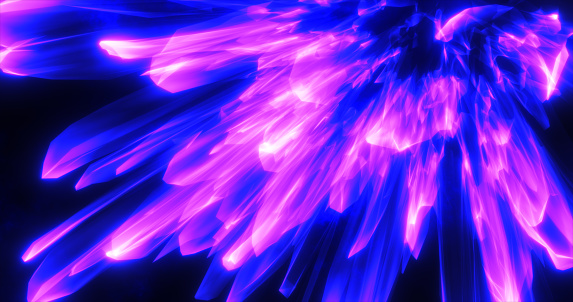 Abstract purple shiny glowing energy lines and magical waves, abstract background.