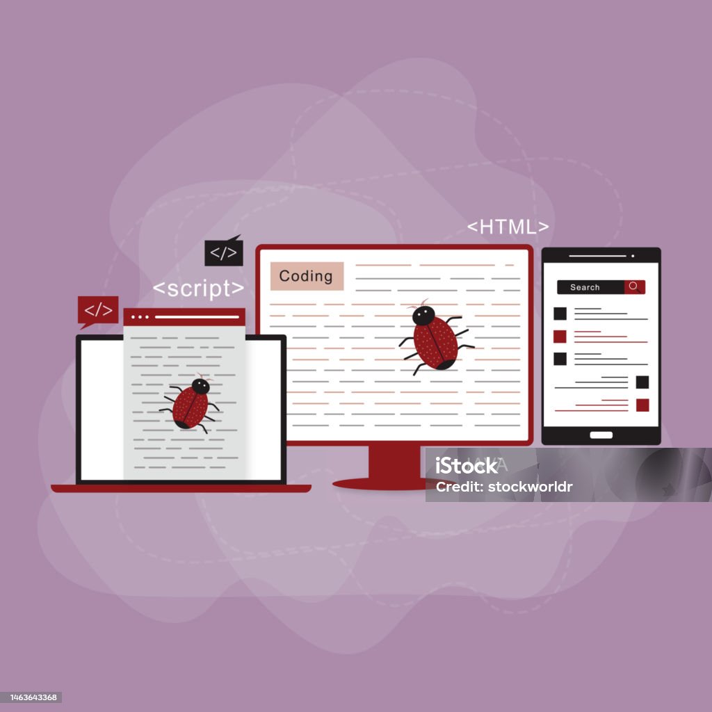 Bug And Virus In The Programming Code Stock Illustration Stock ...