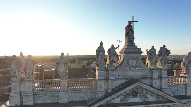 the statues of the saints on the basilica of San Giovanni in Laterano