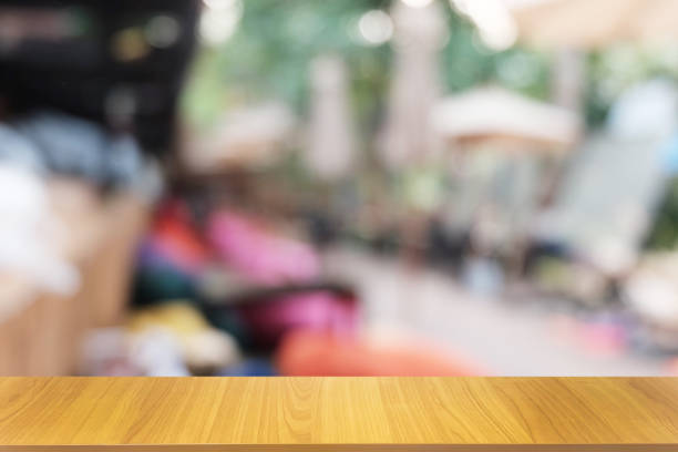 istock Empty dark wooden table background of restaurant . 1463645548