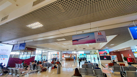 Hanoi, Vietnam - April 13, 2022 : Interior of Noi Bai International Airport. Noi Bai International Airport Is The Biggest Airport In Northern Vietnam, Serves The Capital City Of Hano.i