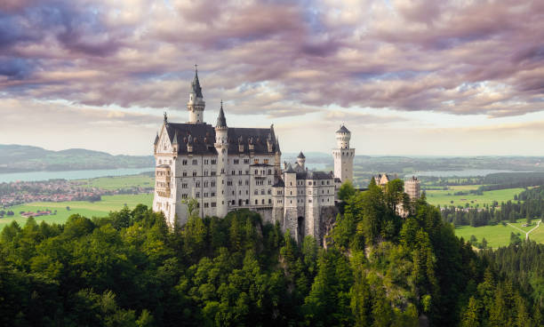 neuschwanstein castle - bayerische alpen stock-fotos und bilder