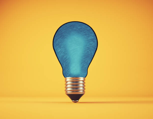 istock Conceptual blue bulb on yellow background. Originality, insight, and transformation. 1463655747
