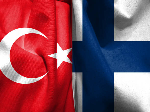 istock Turkish flag and Finnish flag 1463657253
