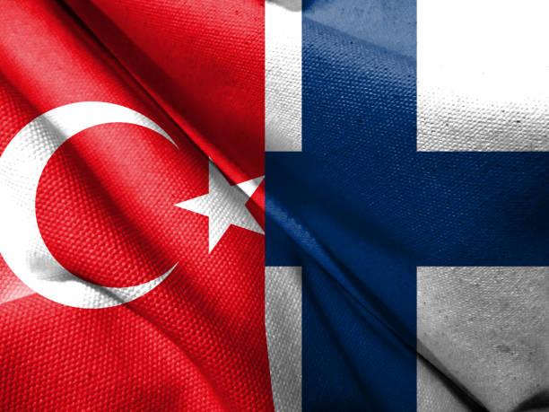 istock Turkish flag and Finnish flag 1463657283