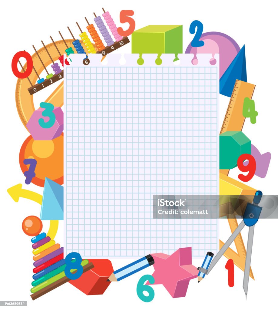 Cartoon Math Paper Blank Paper Note Math Theme Stock Illustration - Download Image Now ...